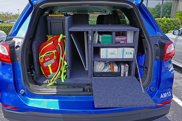 Interior of mobile first aid rover